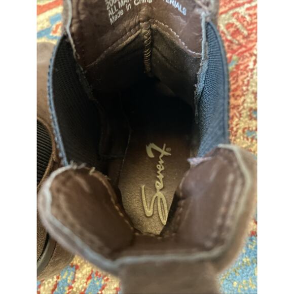 Seven for All Mankind Chelsea Berlin Boots 8 Faux Brown Suede 90s Y2k Style Heel - Picture 8 of 12